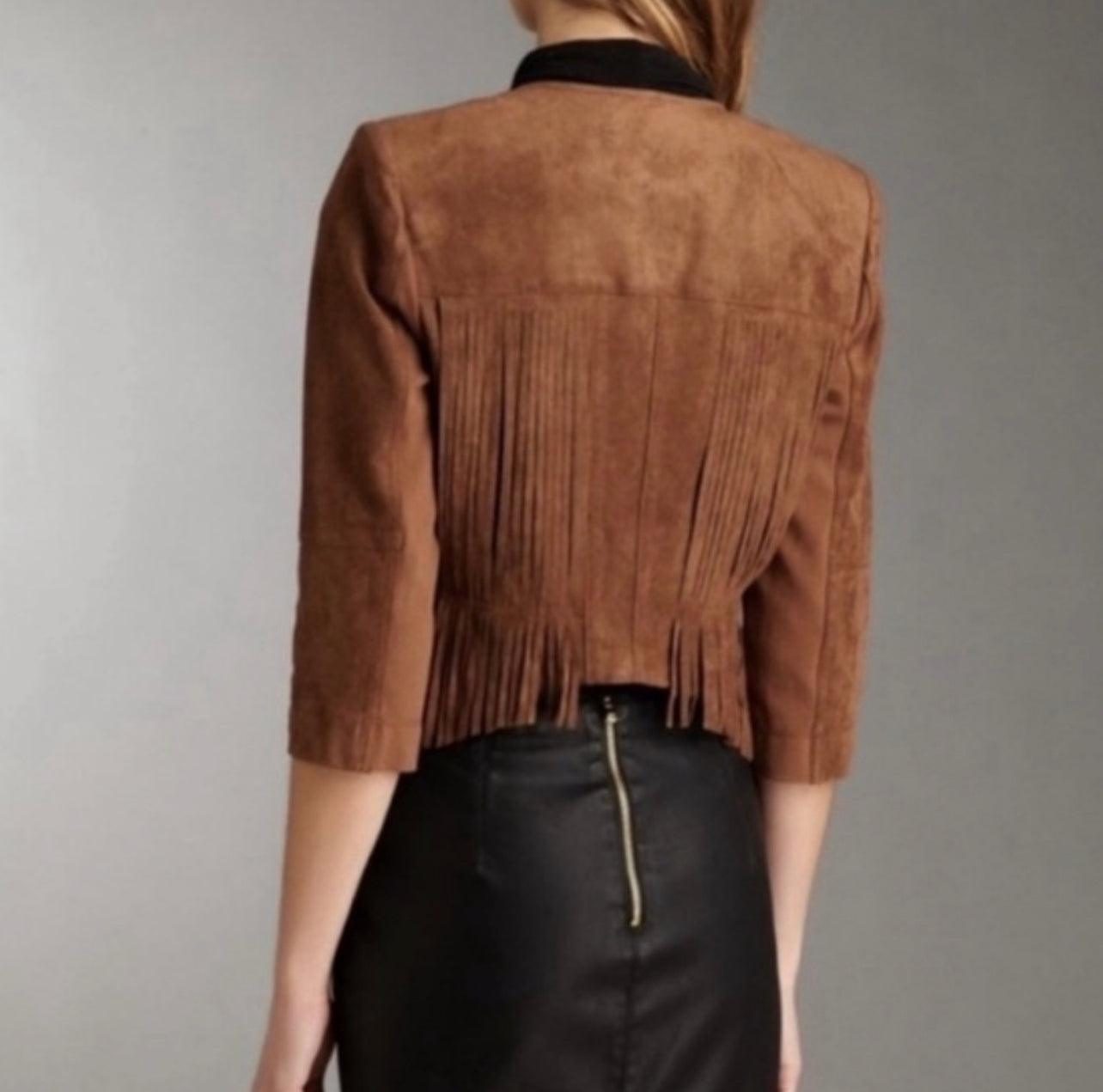 BCBGMaxAzria Reiss Suede Fringe Jacket