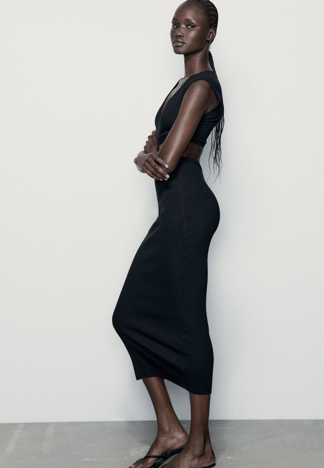 ZARA Cut Out Fitted Rib Dress