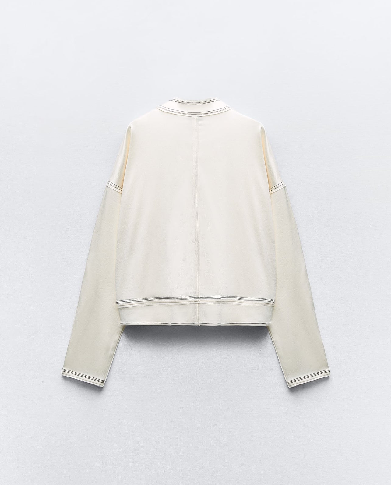 Zara Satin Effect Topstiched Bomber