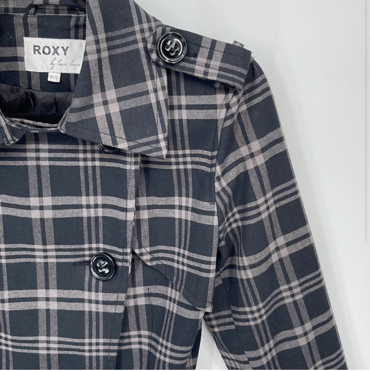 Roxy Plaid Trench Coat