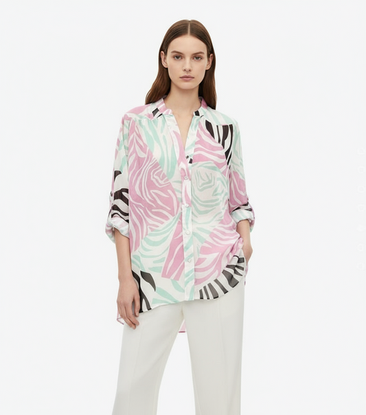 Zara Animal Print Semi-Sheer Blouse