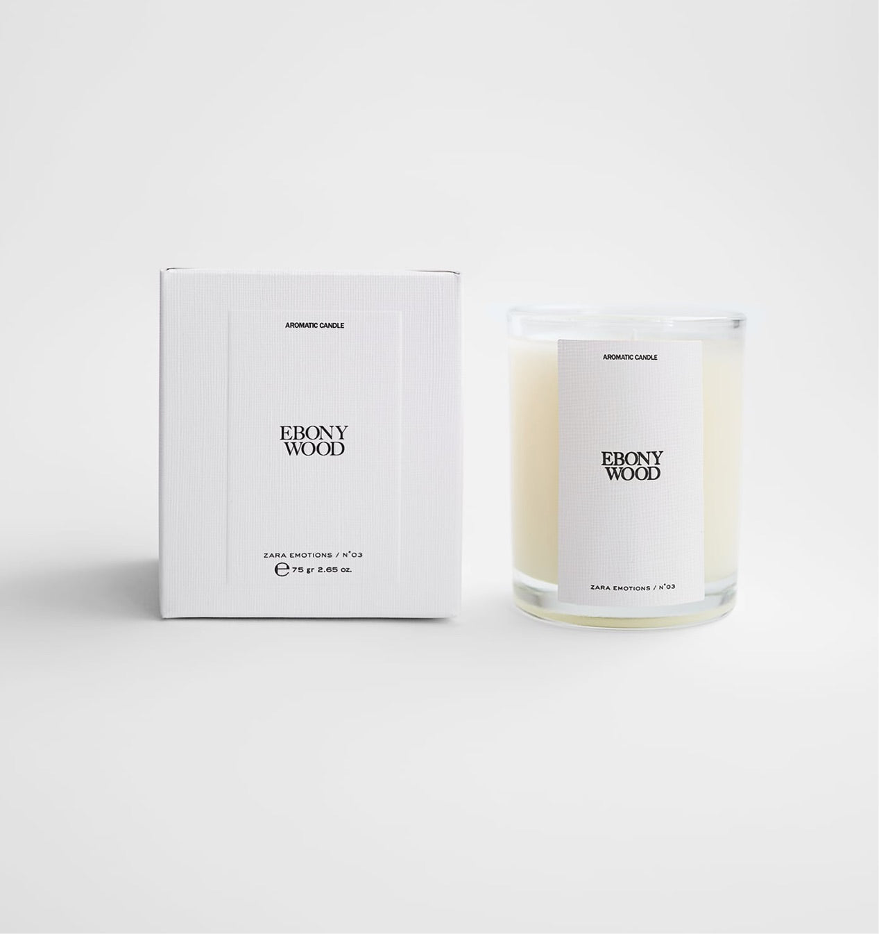Zara Ebony Wood Candle 75gr 2.65oz