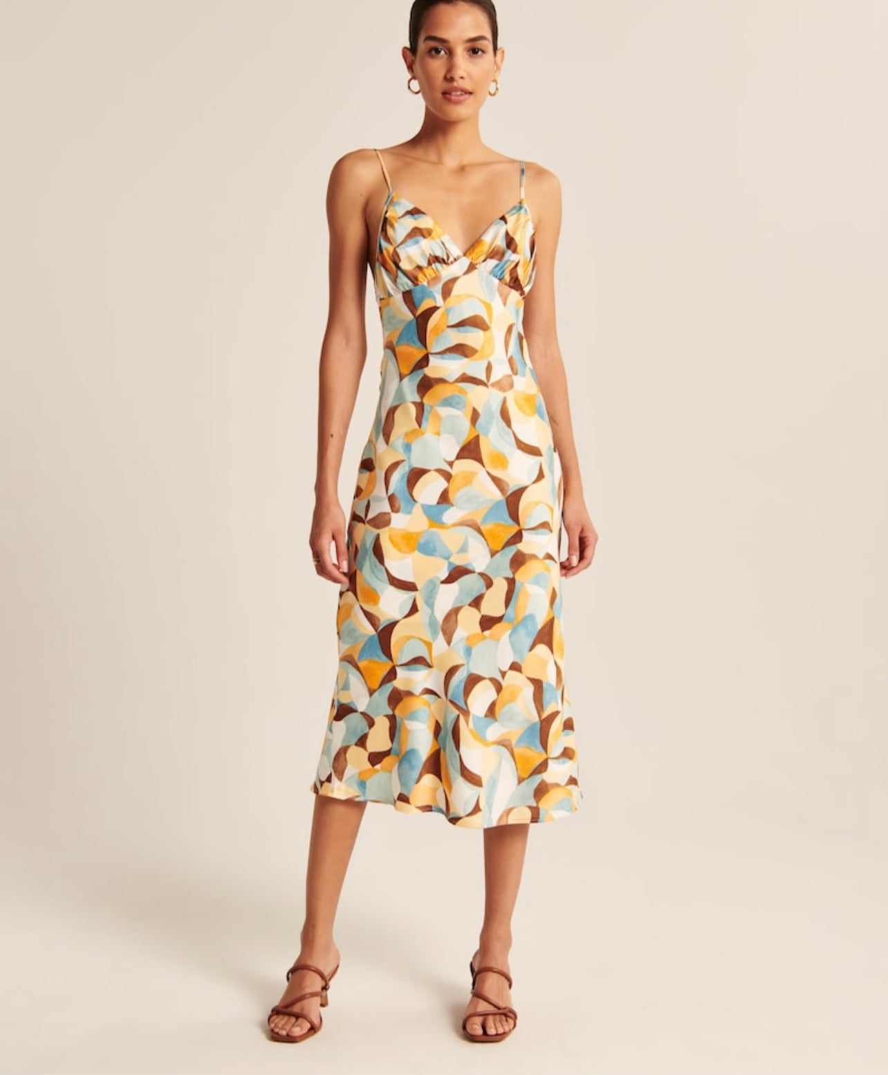 abercrombie yellow satin dress Abercrombie & Fitch Runched Satin Slip Midi Dress – Change Things Up