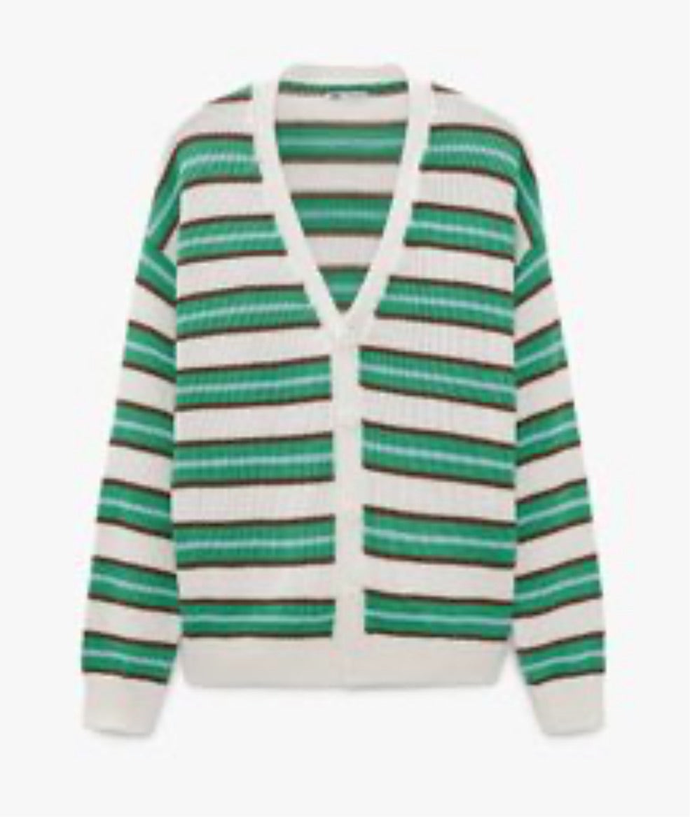 Zara Structured Striped Cardigan