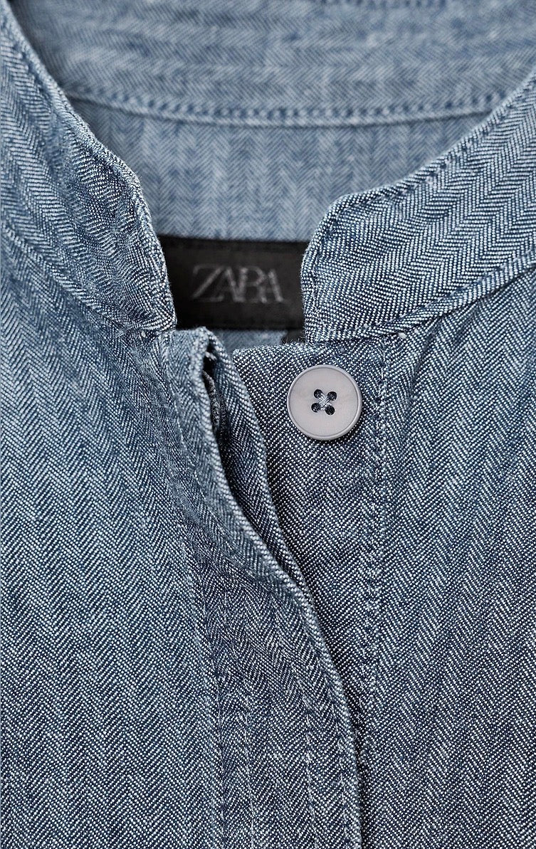 ZARA ZW COLLECTION Pleated Denim Shirt