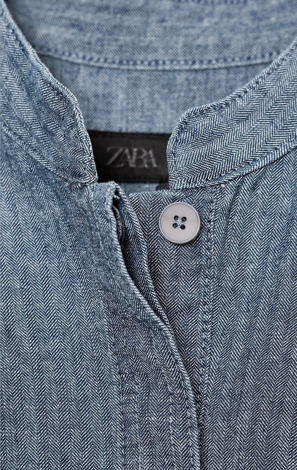 ZARA ZW COLLECTION Pleated Denim Shirt