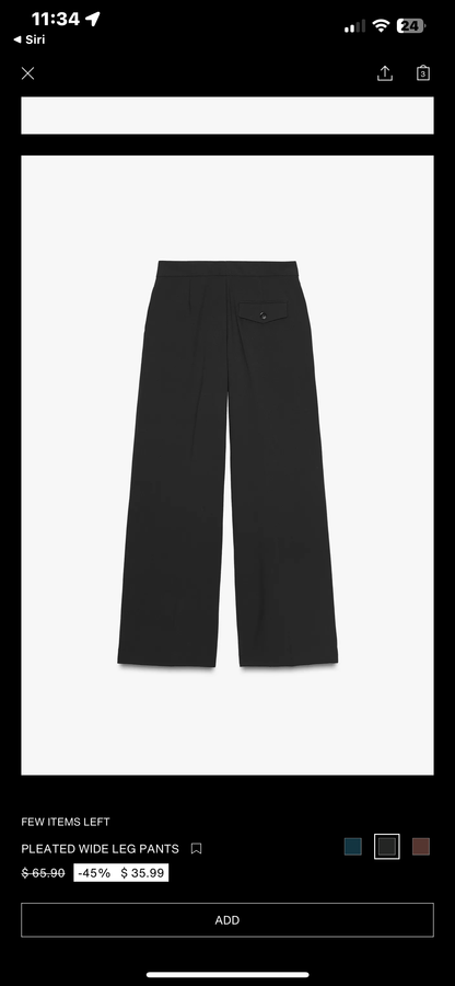 ZARA Pleated Wide Leg Pants