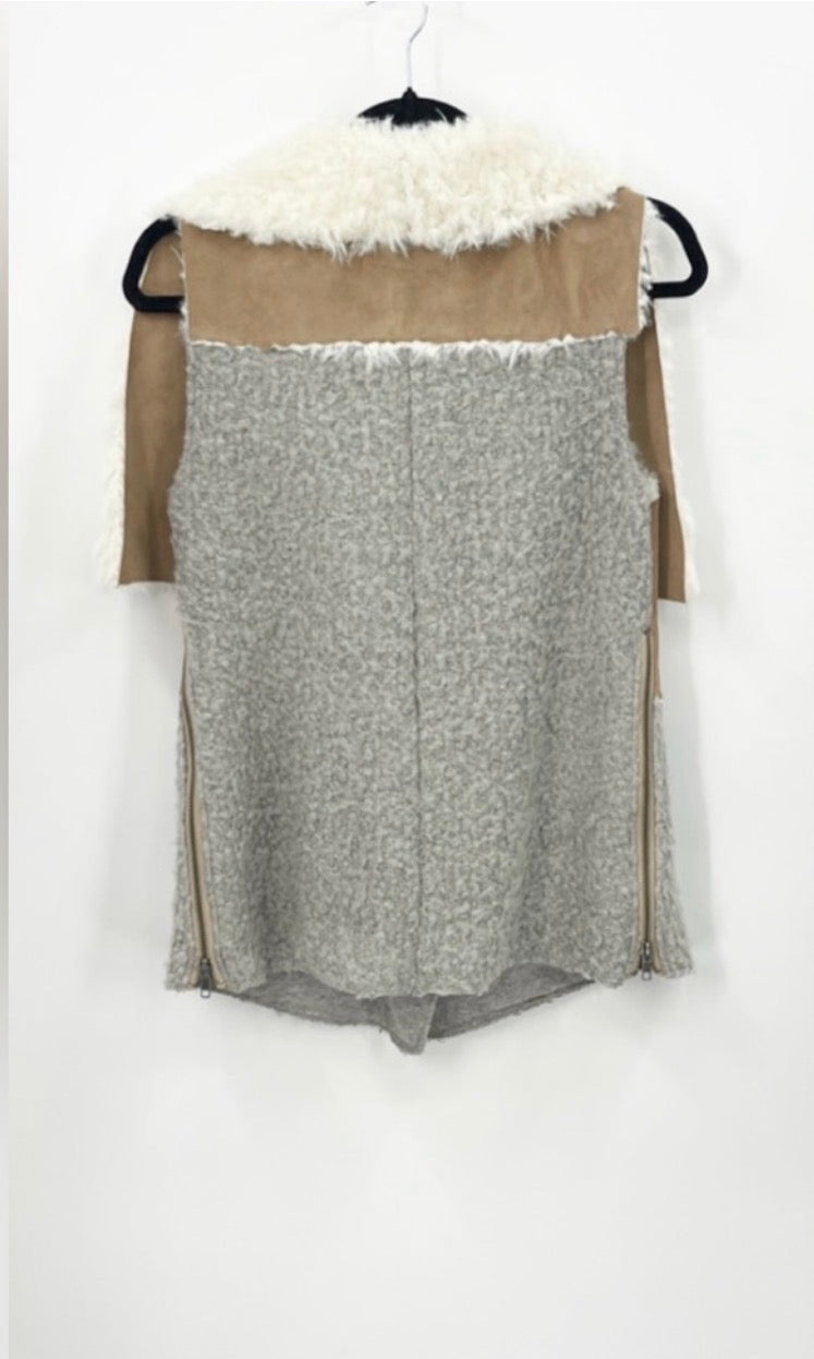 ANTHROPOLOGIE SATURDAY SUNDAY Faux Suede and Sherpa Moto Vest