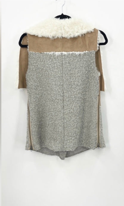 ANTHROPOLOGIE SATURDAY SUNDAY Faux Suede and Sherpa Moto Vest