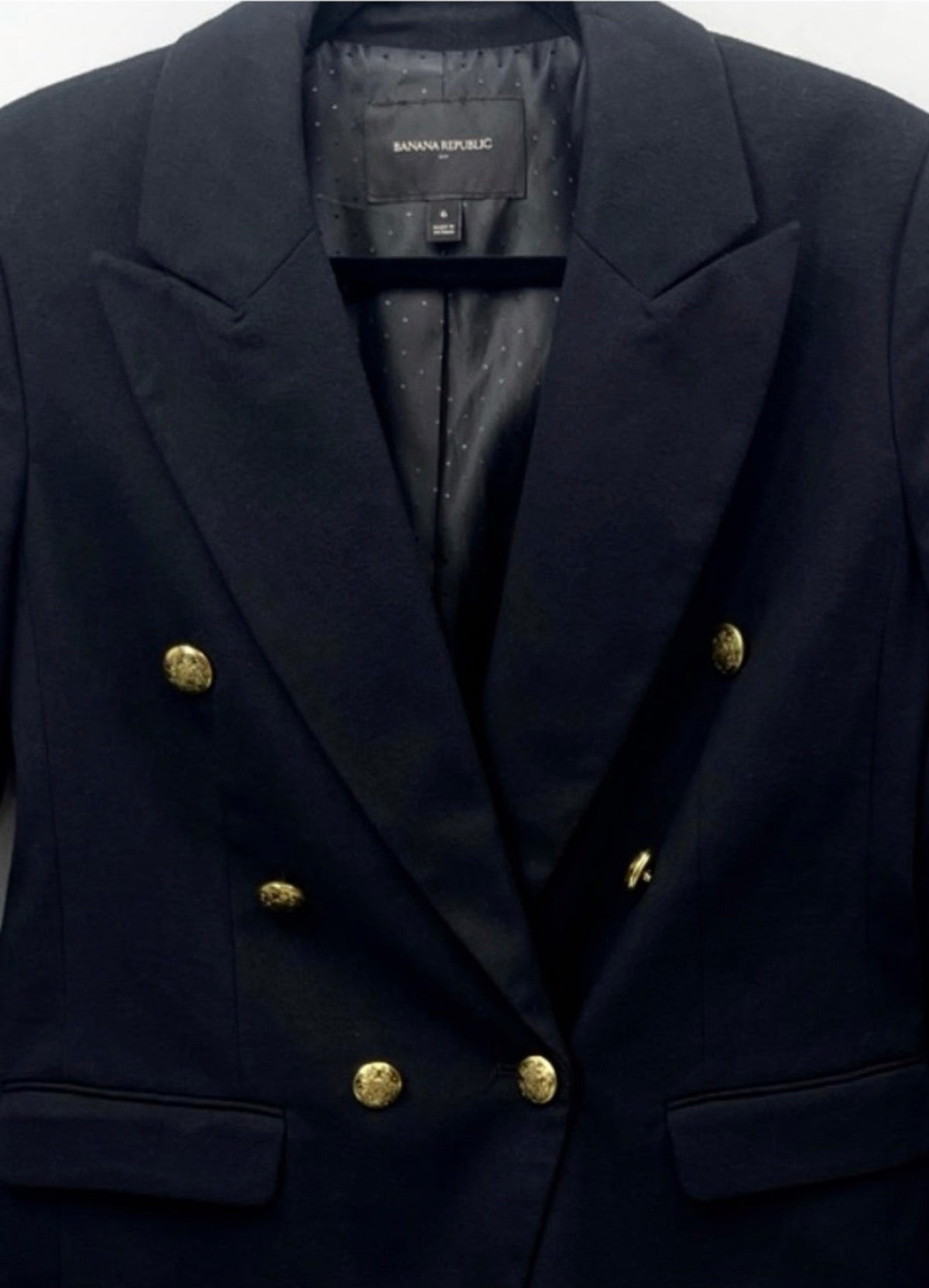 BANANA REPUBLIC Double-Breasted "Captain's Blazer" - Gold Crest Buttons (Size 6)