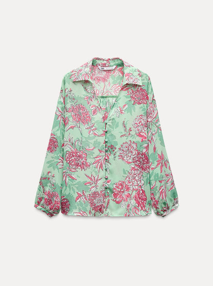 ZARA Floral Oversized Print Shirt
