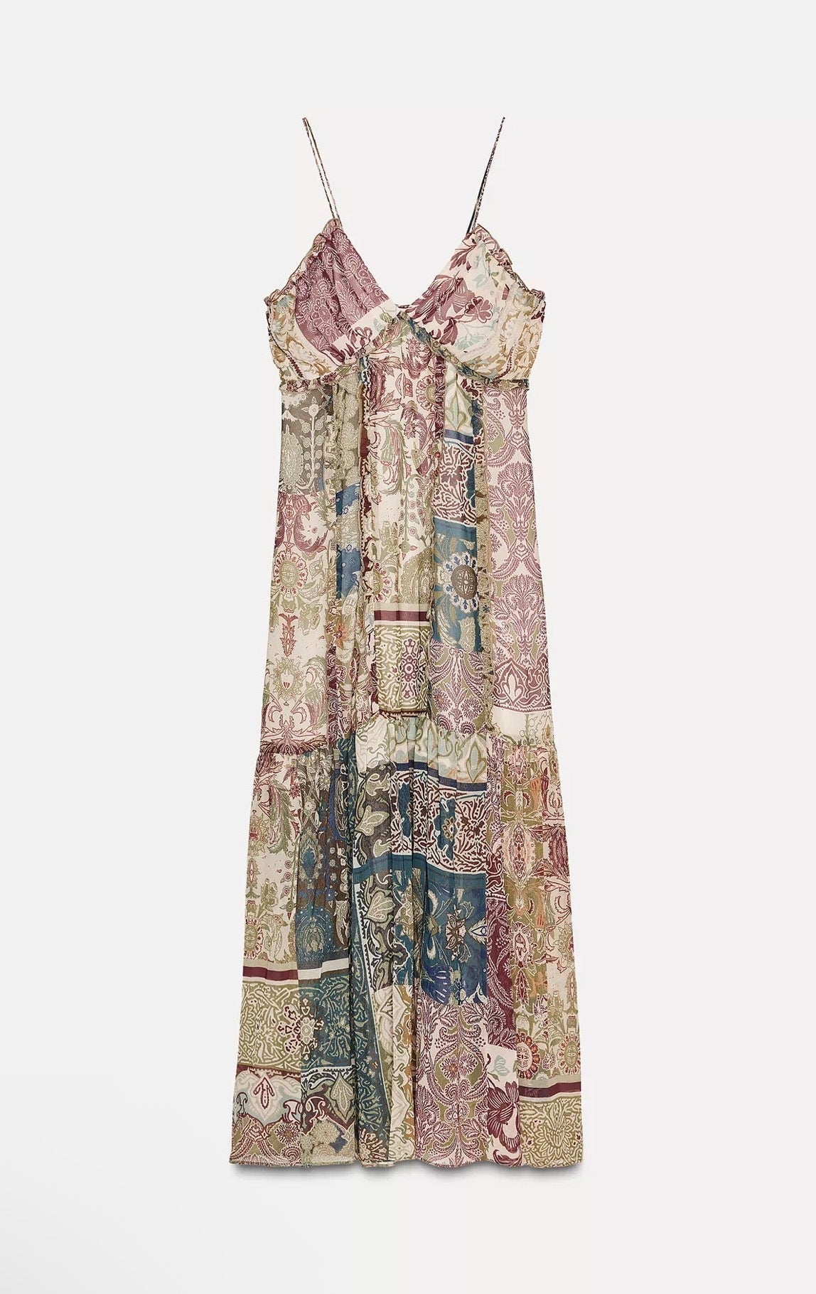 ZARA Patchwork Print Midi Dress