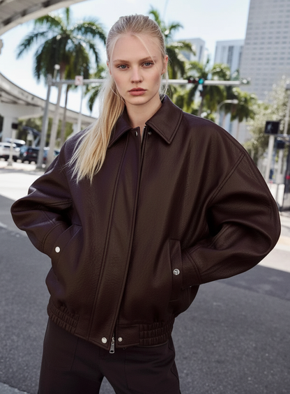 ZARA Faux Leather Bomber Jacket