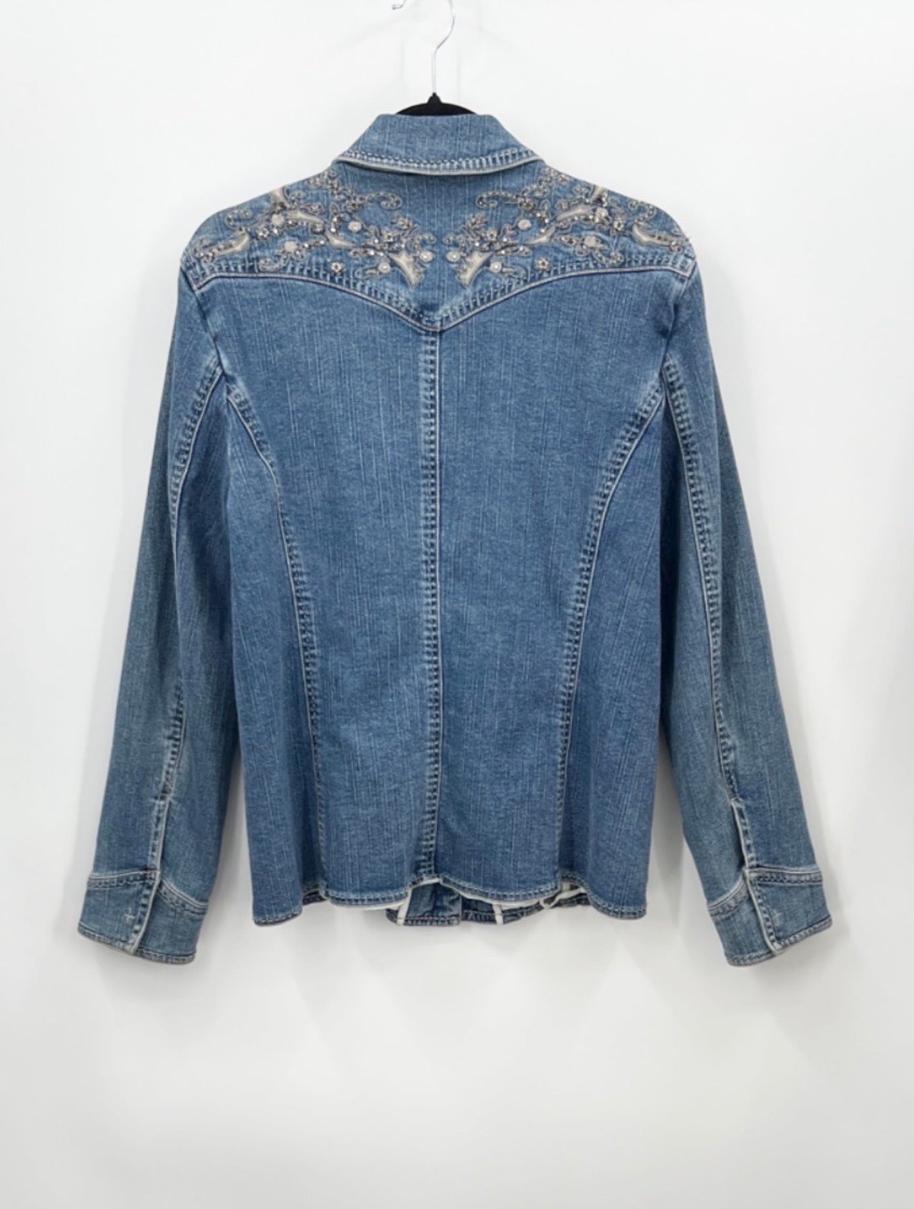 Vintage SIMON CHANG Embellished Blue Denim Jacket