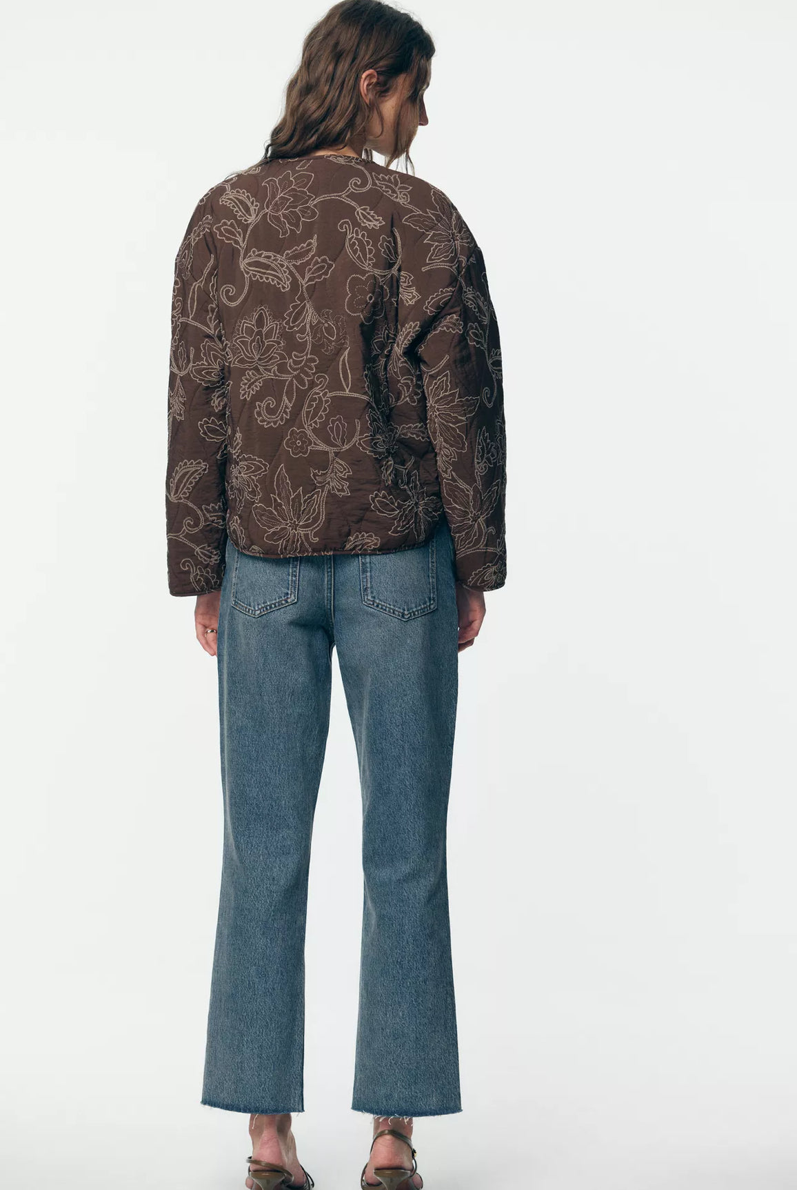 ZARA Rubberized Embroidery Puffer Jacket