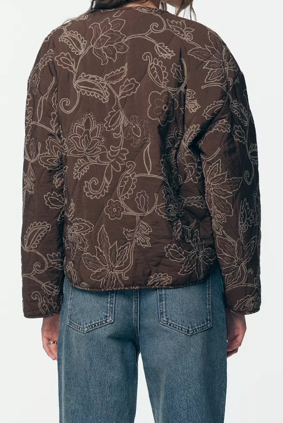 ZARA Rubberized Embroidery Puffer Jacket