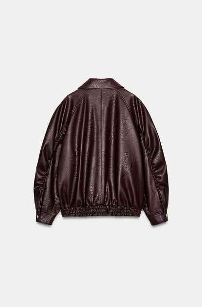ZARA Faux Leather Bomber Jacket