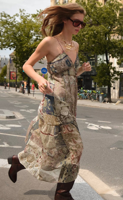 ZARA Patchwork Print Midi Dress