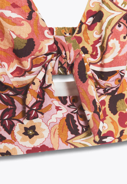ZARA Knotted Printed Rustic Top
