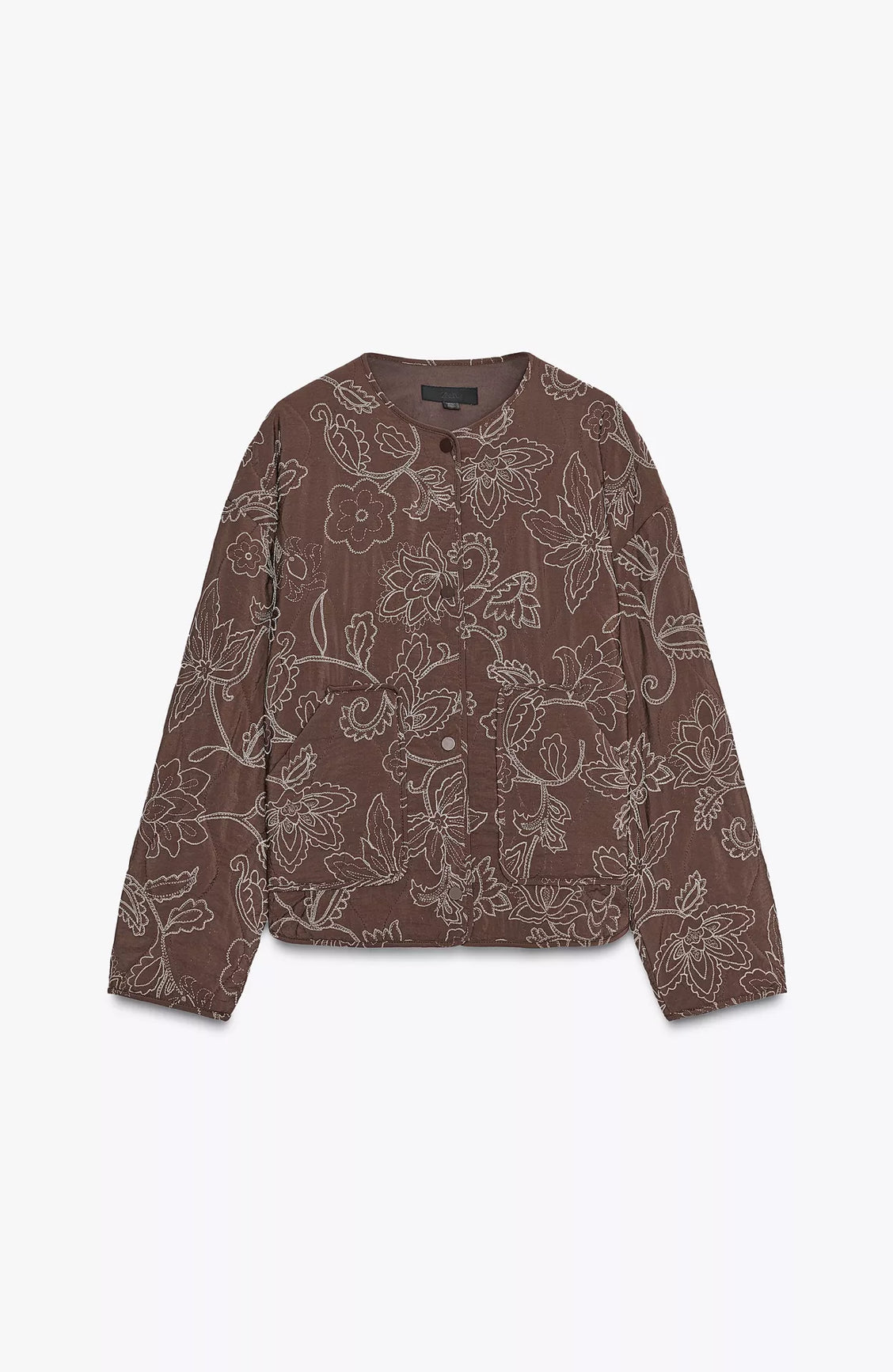 ZARA Rubberized Embroidery Puffer Jacket