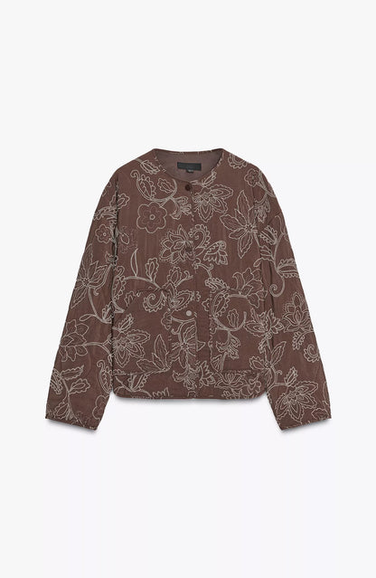 ZARA Rubberized Embroidery Puffer Jacket