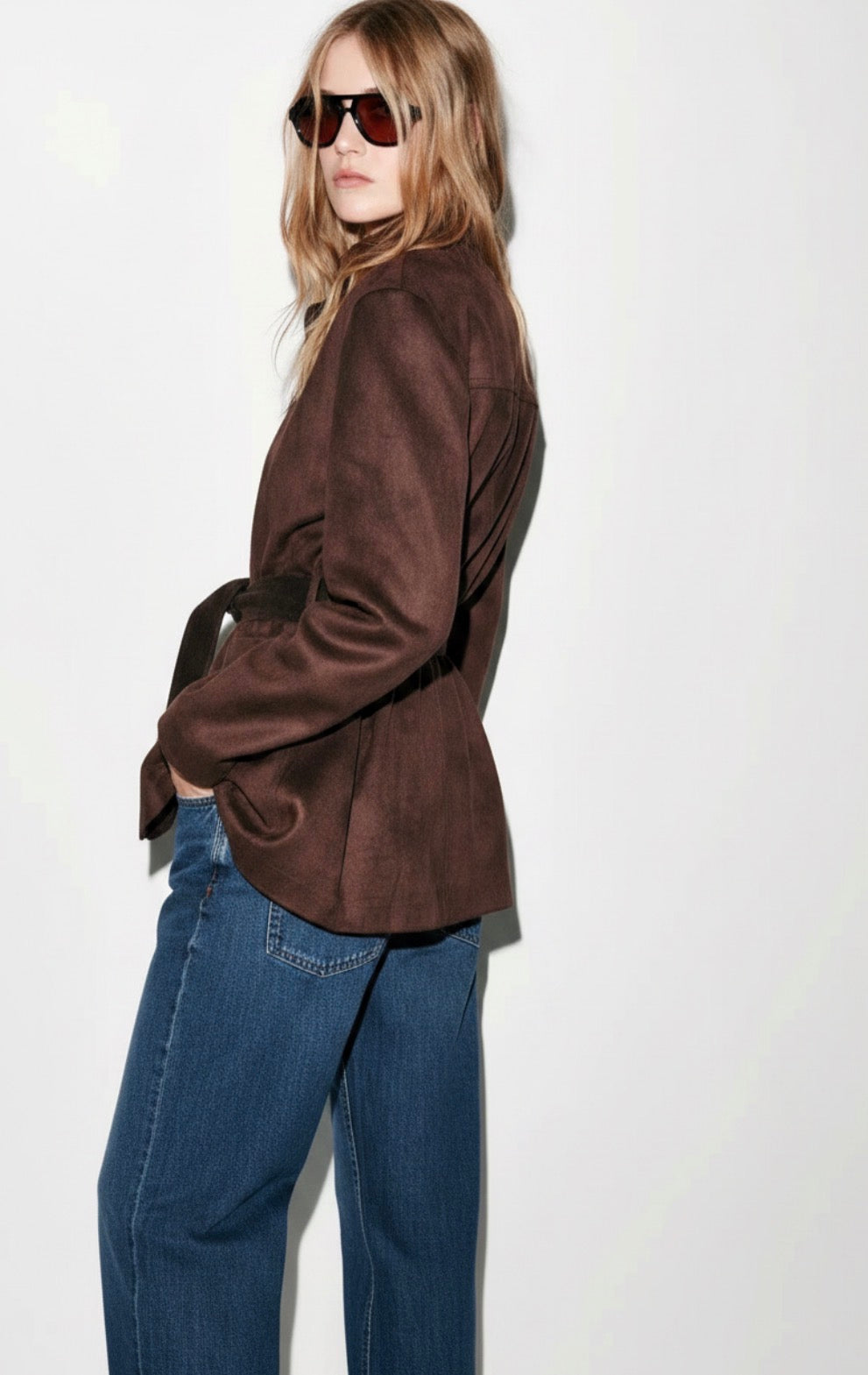 ZARA Faux Suede Belted Jacket