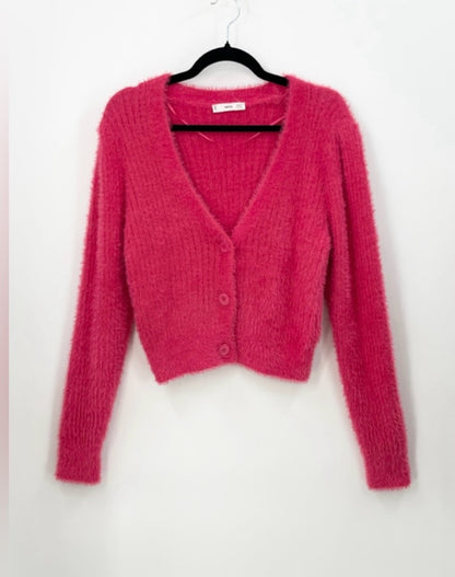 MANGO Fuzzy Knit Cardigan