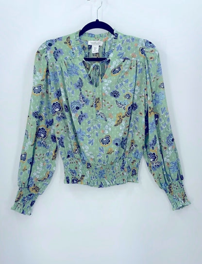 RACHAEL ZOE Floral V-Neck Peasant Blouse