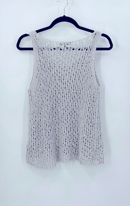 Eileen Fisher Silver Sequined Chain Mail
Knit Tank
