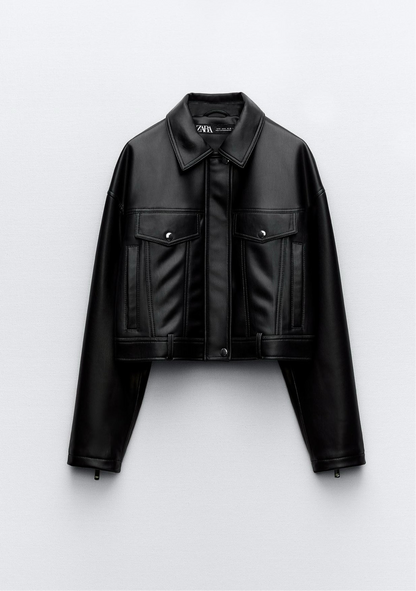 ZARA Cropped Faux Leather Jacket