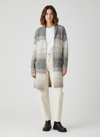 MAX STUDIO Striped Wool Blend Cardigan