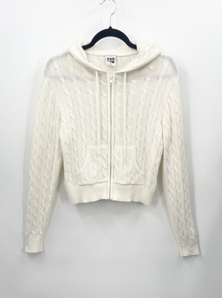 HARLOW Maude Cable-Knit Zip Up Sweater