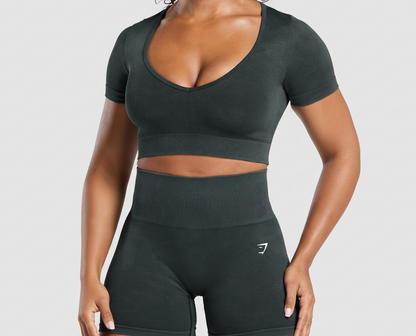 GYMSHARK Gains Seamless Washed Crop Top
