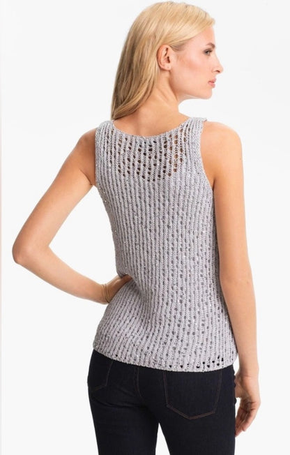 Eileen Fisher Silver Sequined Chain Mail
Knit Tank