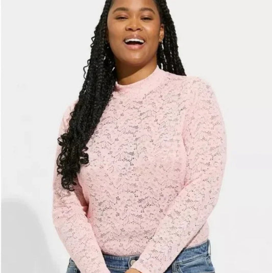 Torrid Stretch Lace Mock Neck Long Sleeve Top