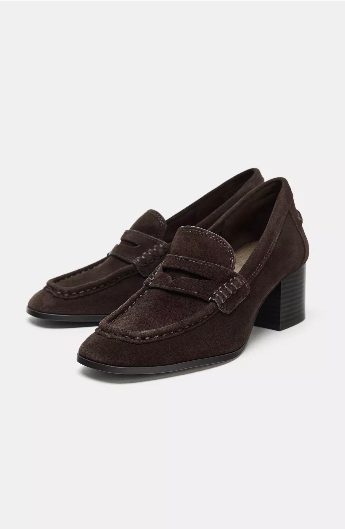 ZARA Split Suede Heel Loafers