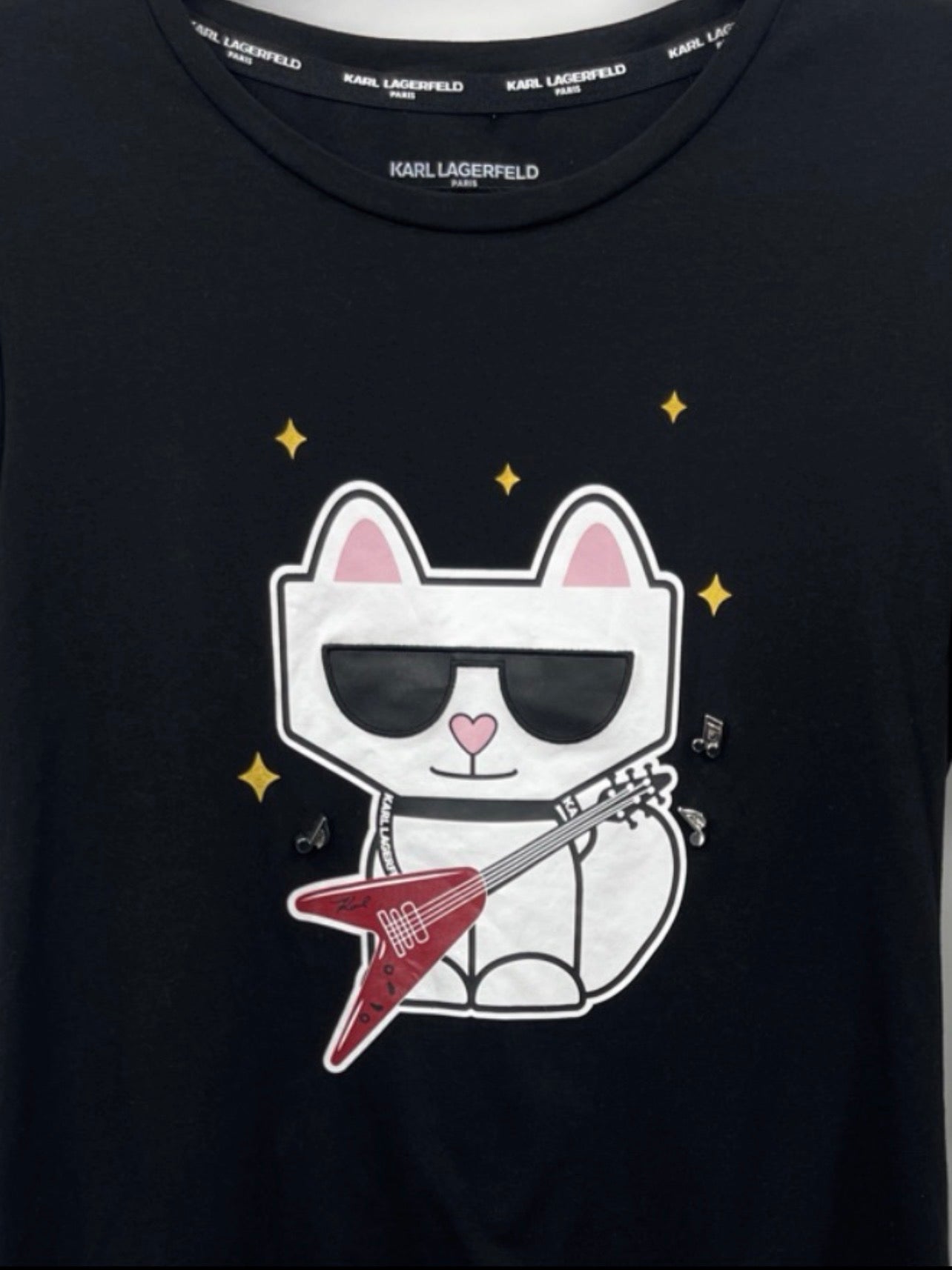 KARL LAGERFELD Black Rocker Choupette Guitar Graphic Tee