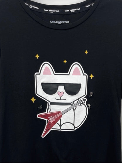 KARL LAGERFELD Black Rocker Choupette Guitar Graphic Tee