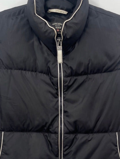 Vintage POLO JEANS CO Ralph Lauren Black Puffer Vest with White Piping