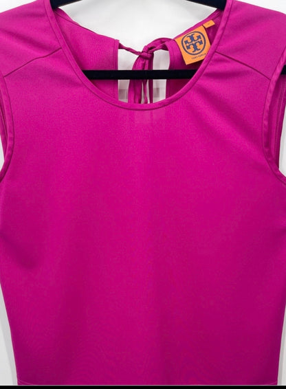 TORY BURCH Fanning Shell Sleeveless Blouse in Magenta