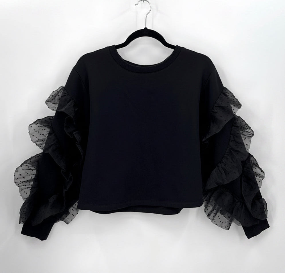 ZARA Dotted Mesh Ruffled
Sweatshirt