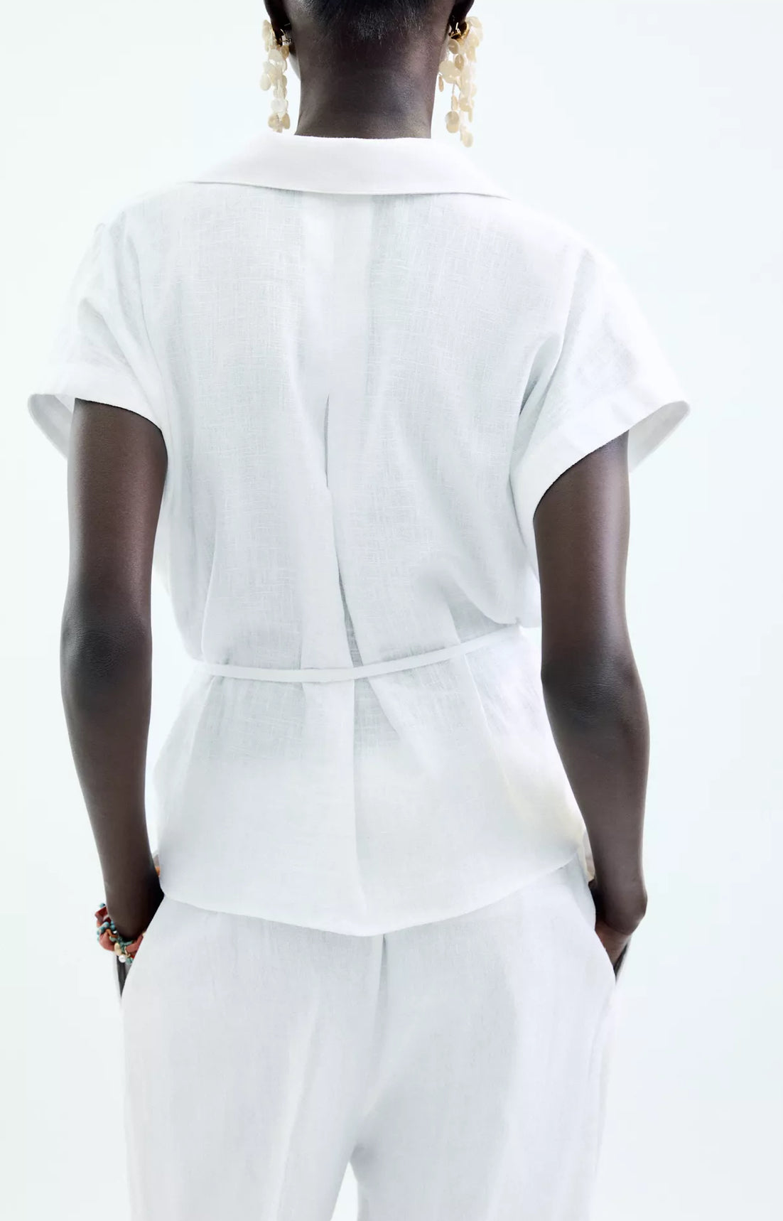 ZARA Belted Linen Blouse