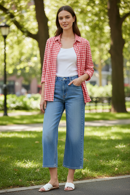 J.CREW Gingham Boxy Fit Shirt