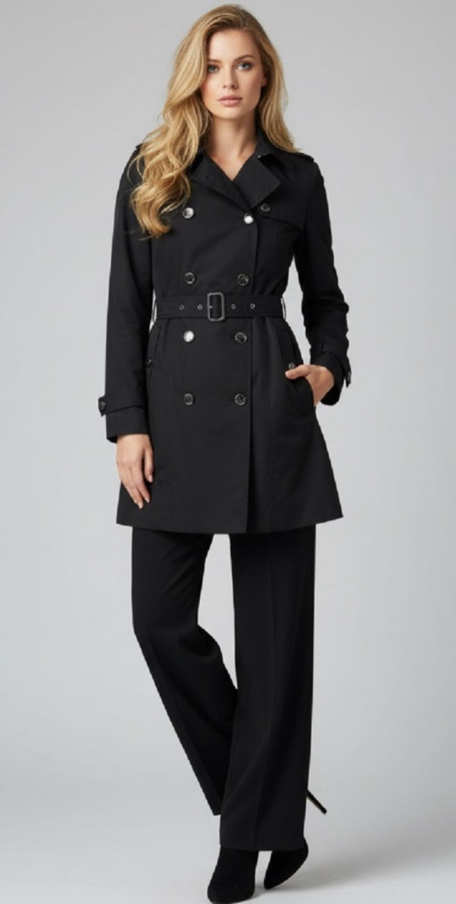 COLE HAAN Water Resistant Hooded Trench Coat