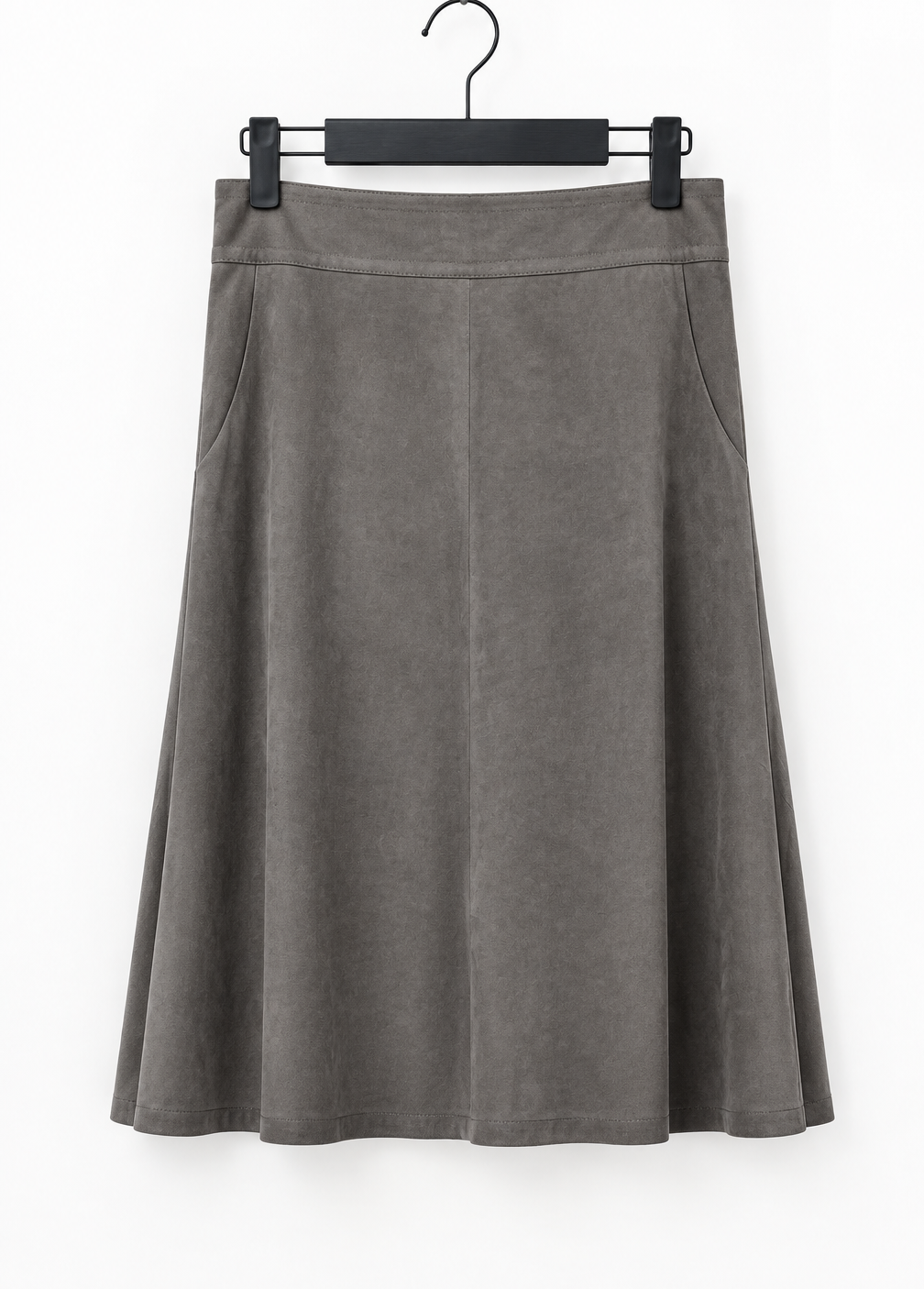OLSEN Faux Suede Classic A-Line Skirt - Gray