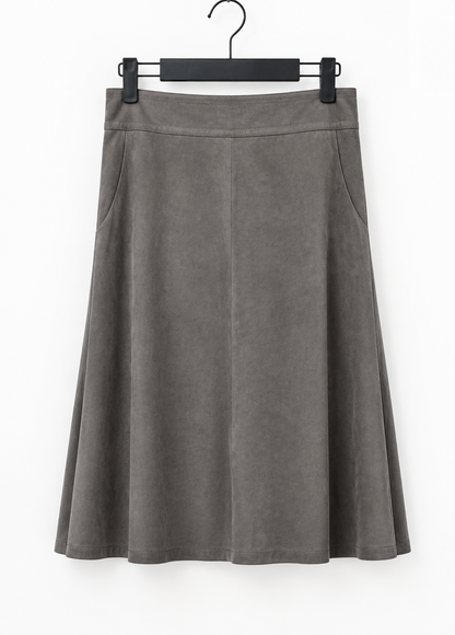 OLSEN Faux Suede Classic A-Line Skirt - Gray