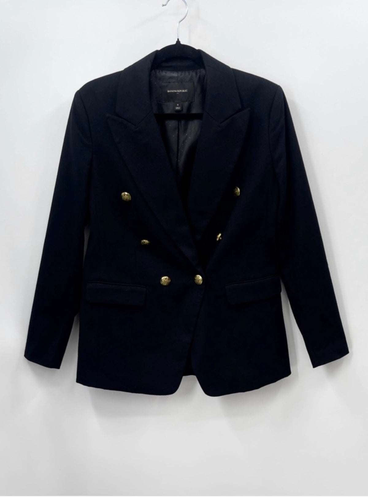 BANANA REPUBLIC Double-Breasted "Captain's Blazer" - Gold Crest Buttons (Size 6)