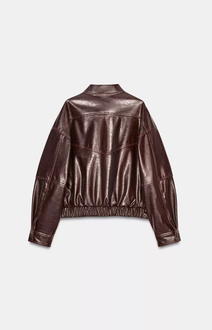 ZARA Faux Leather Bomber Jacket