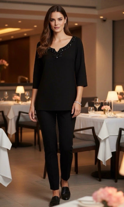 BCBGMAXAZRIA Beaded Wool Blend
Tunic Top