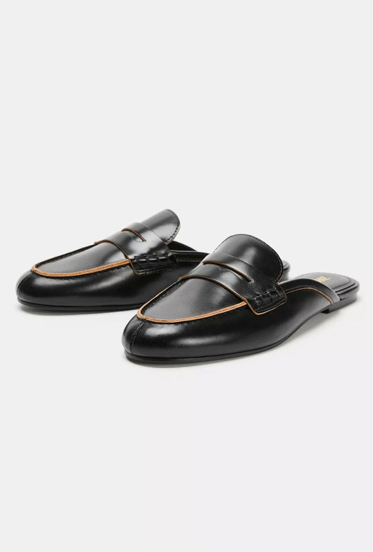 ZARA Leather Slingback Loafers
